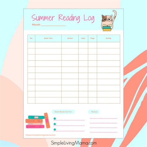Free Printable Summer Reading Log for Kids - Simple Living Mama