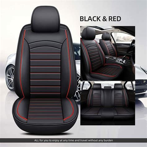 Buy Black Red For Ford F150 2015-2022 Leather Seat Covers Full Set ...
