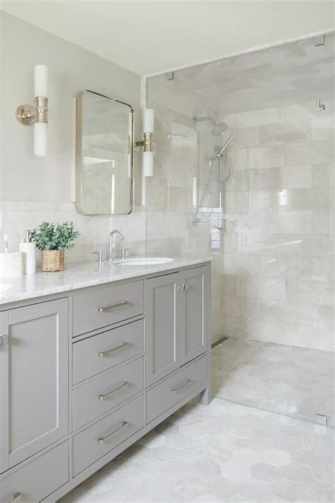 Pin by j robin on bathrooms... | White bathroom tiles, Gray and white ...