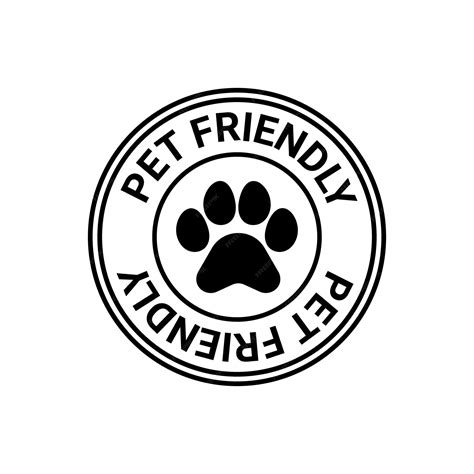 Pet friendly sign stamp with paw animal icon sticker allowed entrance ...