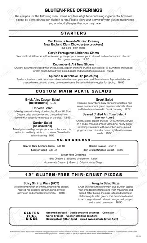 Menu at Brick Alley Pub & Restaurant, Newport
