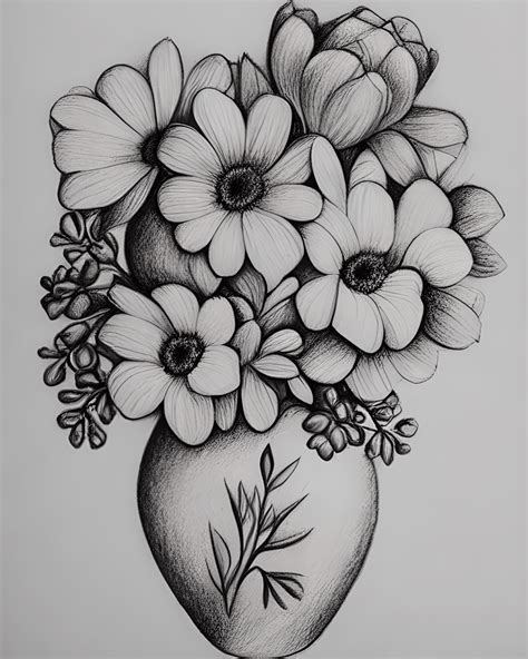 Beautiful Flowers Pencil Drawing · Creative Fabrica