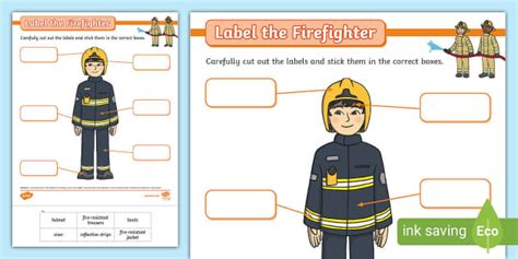 Label the Firefighters Activity (teacher made) - Twinkl
