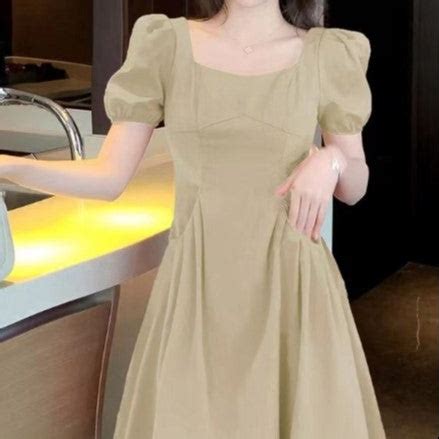 Shop Cream Square Neck A-Line Mini Dress - for Women | OUTZIDR | Gen-Z ...