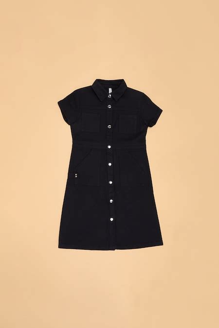 Black Printed Knee Length Party Girls Relaxed Fit Dresses - Selling ...