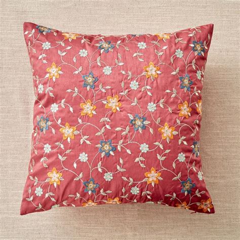 Buy Velour Floral Embroidered Cushion Cover - 40x40cm from Home Centre ...