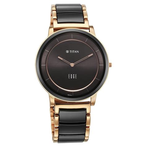 Buy Online Titan Edge Fusion Quartz Analog Black Dial Black Steel ...