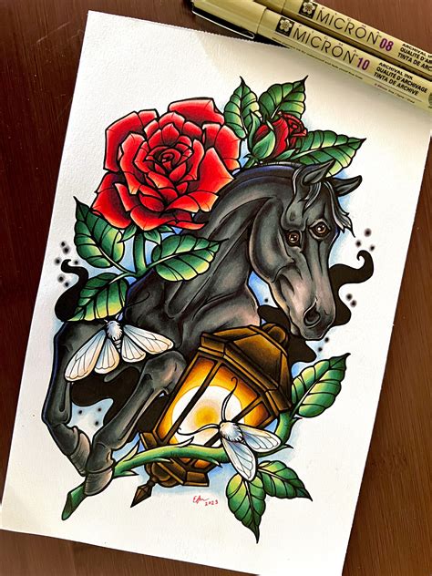 Traditional Horse Tattoo Flash - Great Research