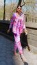 Buy LIVING CORAL- Lilac and Hot pink sequin printed pant suit set ...