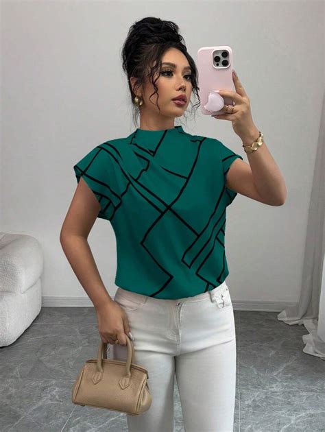 Elenzga Women's Casual Elegant Petite Mandarin Collar Asymmetric ...