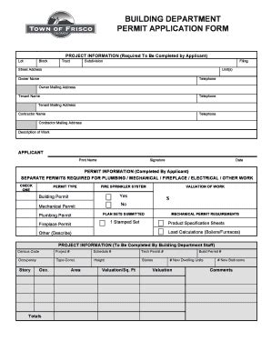 Fillable Online 2011 permit application form - Frisco Gov Fax Email ...