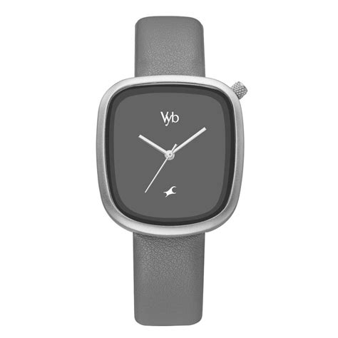 Buy Online Fastrack Vyb Prodigy Quartz Analog Grey Dial Leather Strap ...