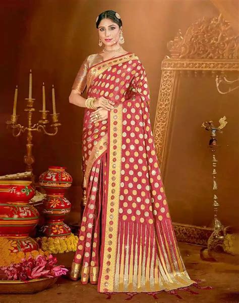 Maroon Butta Stones Banaras Fancy Saree – South India Shopping Mall