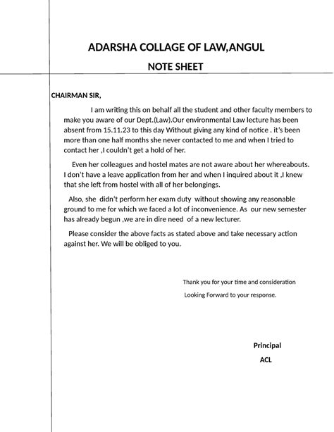 APPLICATION FOR - ADARSHA COLLAGE OF LAW,ANGUL NOTE SHEET CHAIRMAN SIR ...