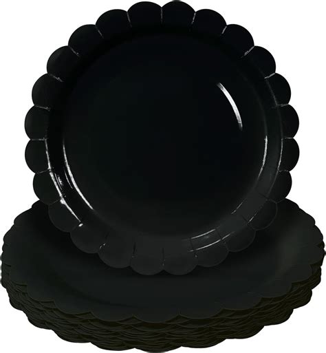 Amazon.com: HEIPINIUYE 50 Pieces Black Paper Plates 7 Inch Black ...