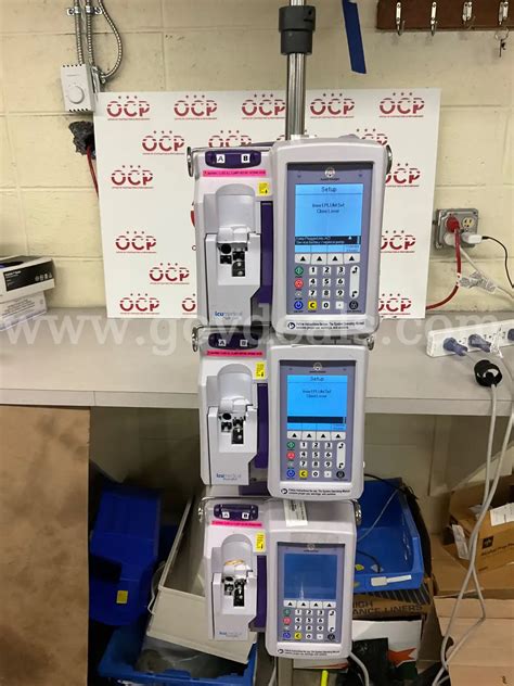 Lot of 3 ICU Medical Plum 360 Infusion Pumps on 1 IV Pole | GovDeals