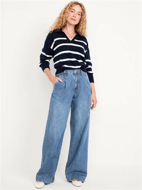 Extra High-Waisted Baggy Wide-Leg Trouser Jeans | Old Navy