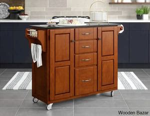 Littrell Granite Top Kitchen Cart Kitchen trolley cart cabinet kitchen