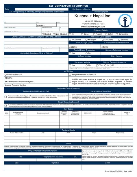 Kuehne Nagel Eei Form ≡ Fill Out Printable PDF Forms Online