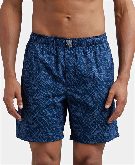 Buy Super Combed Mercerized Cotton Woven Printed Boxer Shorts with Side ...