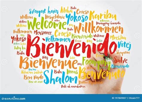 Bienvenido Welcome in Spanish Word Cloud with Marker in Different ...
