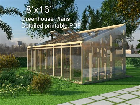 8x16 Greenhouse Plans, Wood Green House Plan - Etsy