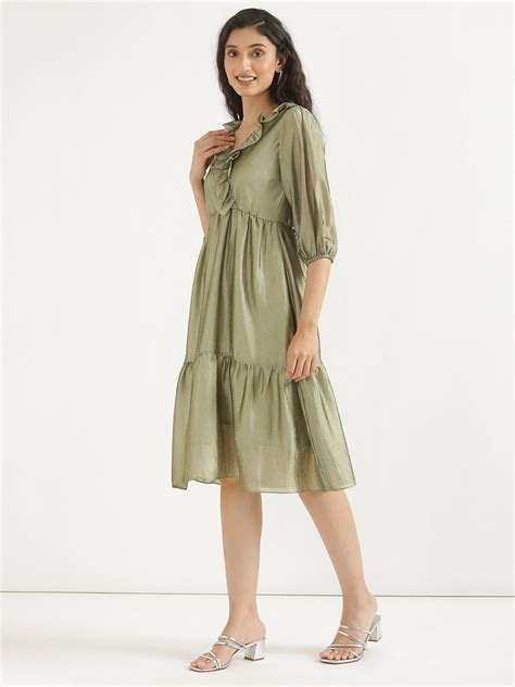 Olive Angarakha Dress – SUTI-KAPDA