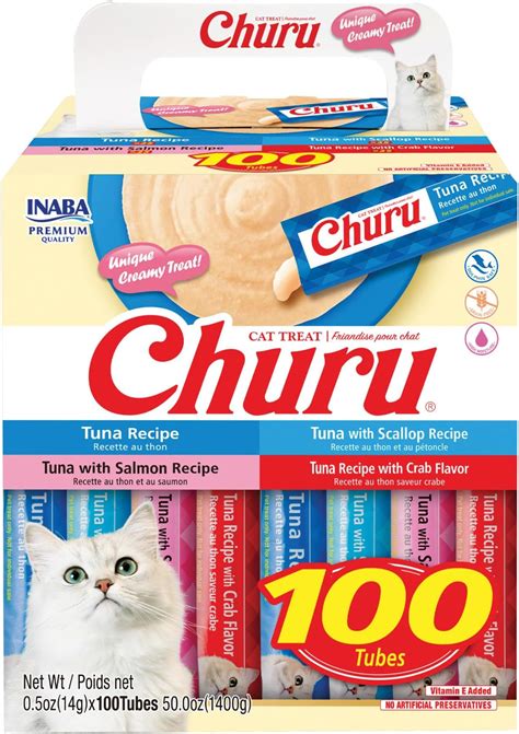 Amazon.com: INABA Churu Cat Treats, Lickable, Squeezable Creamy Purée ...