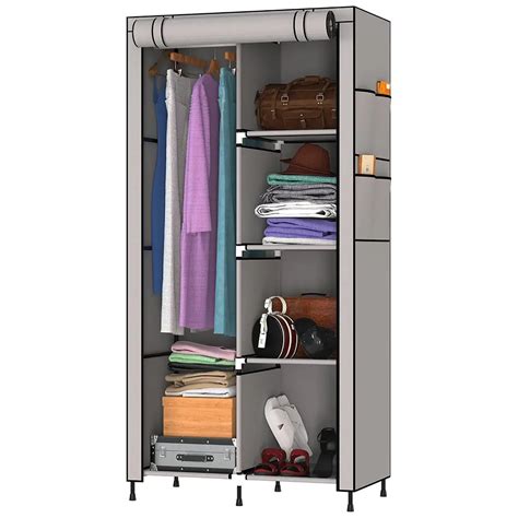 Foldable Multipurpose Wardrobe for Clothes & Storage, Grey - 2 Door ...