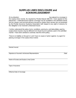 Fillable Online Surplus Lines Disclosure and Acknowledgement form.doc ...