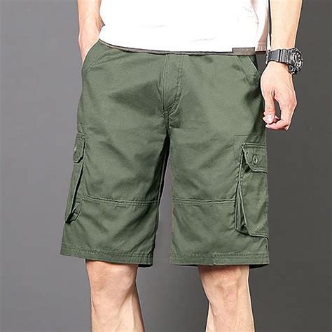 Tawop Cargo Shorts Khaki Shorts Men'S Solid Pocket Trouser Pure Army ...