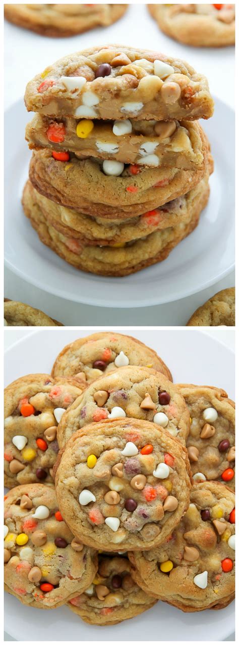 White Chocolate Reese's Pieces Peanut Butter Chip Cookies - Baker by ...