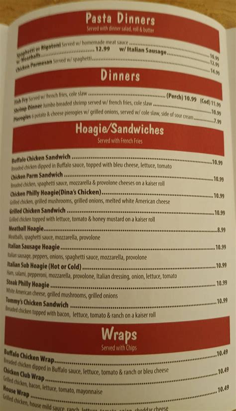 Menu at Dina's Pizza & Pub, Cleveland