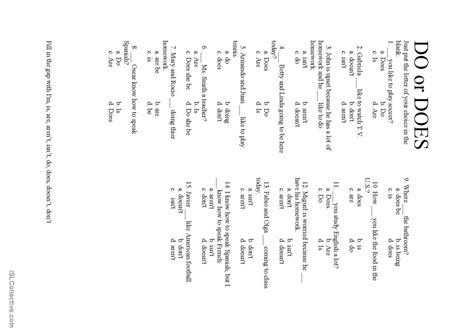 Do or Does: Español ELE hojas de trabajo pdf & doc