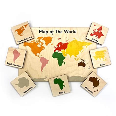 Buy Wooden of the World Set with Matching Continent Tiles - Montessori ...