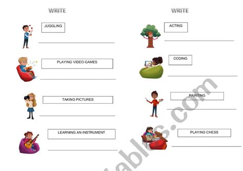 Hobbies ESL Worksheet 的图像结果