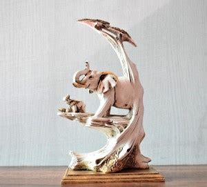 SANKALAN CREATIONS lephant Statue with Tree & Baby Animal Decorative ...