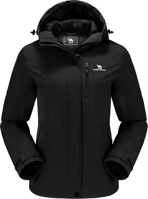 Amazon.com: CAMEL CROWN Women's Waterproof Ski Jacket Windproof Hooded ...