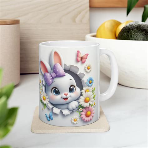 Buy Creative Pixel Store 3D Effect Bunny Printed Ceramic Mug | Coffee ...