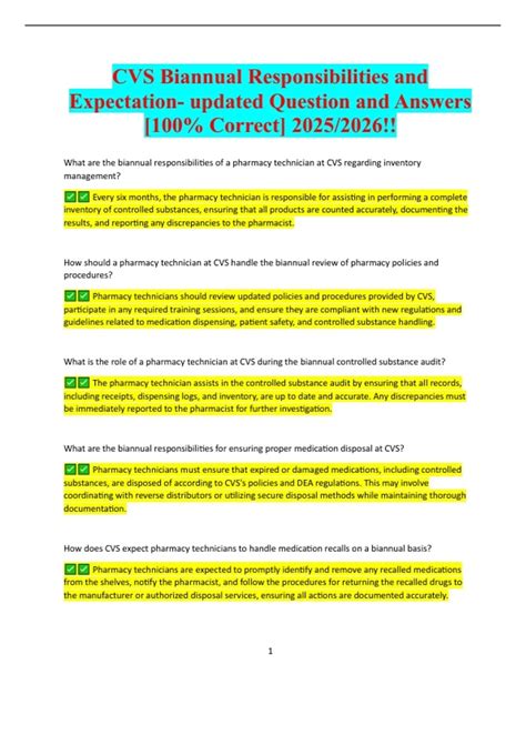 CVS Biannual Responsibilities and Expectation- updated Question and ...