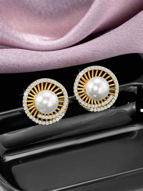 Touch of Mystic Pearls CZ Stud - Gold – Peora