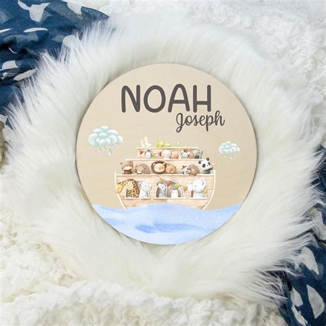 Round Wood Name Sign, Wood Baby Name Sign, Noah's Ark Baby Name Sign ...