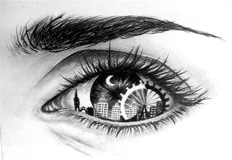 eye drawing with reflection