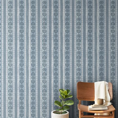 Sarangi Rajasthani Block Print Design Wallpaper Blue | lifencolors ...