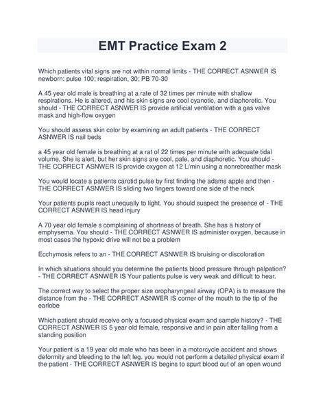 EMT Practice Exam 2 Questions (Already Graded A) 2022/2023 ...