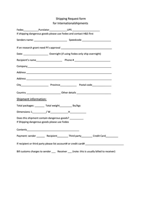 Image result for Shipping Request Form