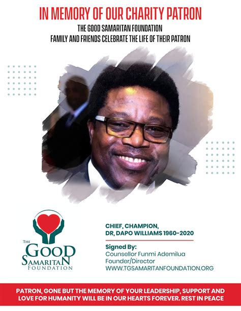 In Memory of our charity patron - TGS Foundation