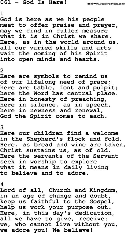 Adventist Hymnal, Song: 061-God Is Here!, with Lyrics, PPT, Midi, MP3 ...