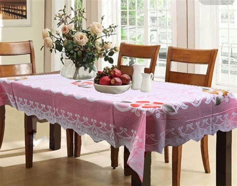Buy Kuber Industries Cotton 6 Seater Dining Table Cover - Pink ...