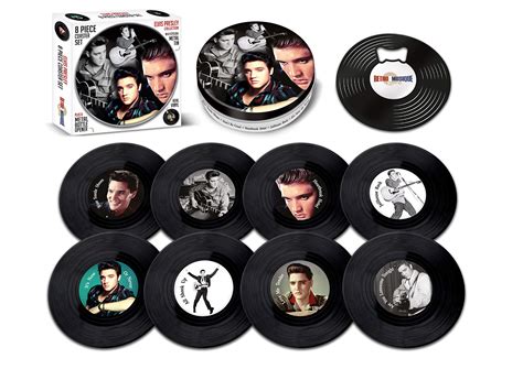 Buy Elvis Presley - 8 Piece Mini Vinyl Record Coaster Set with Tin ...